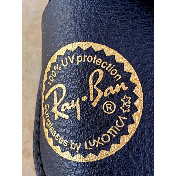 Ray Ban Luxottica Leather Sunglasses Case Black With Gold Logo Stamp - Picture 5 of 6